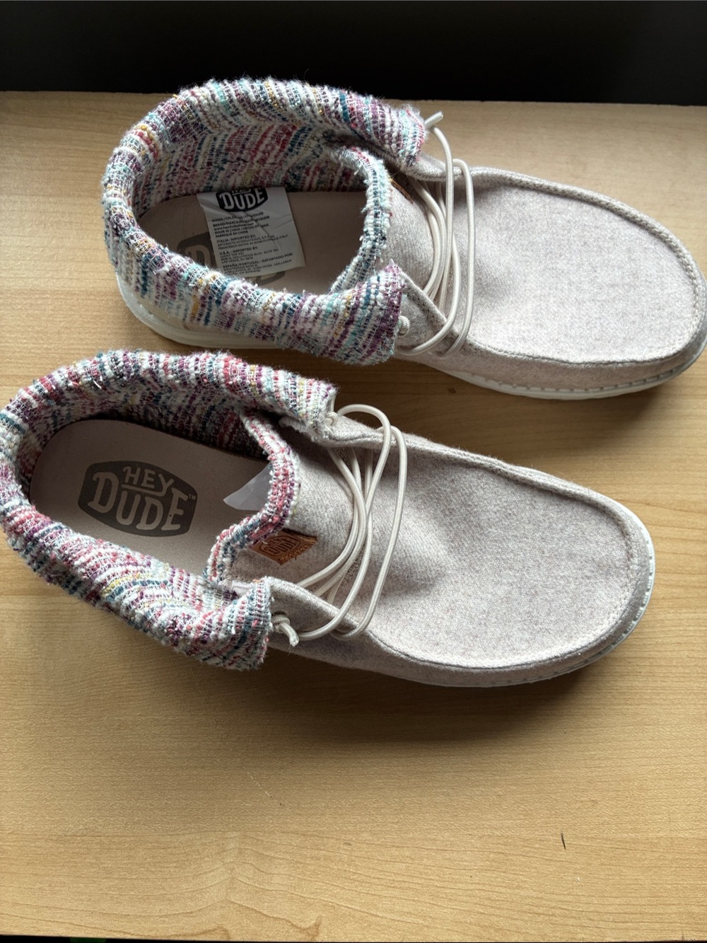 Hey Dude Wendy Fold Baja Cream Multi Wool Blend
